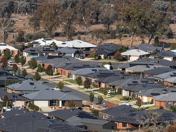 istock Suburban houses close together 2216554423