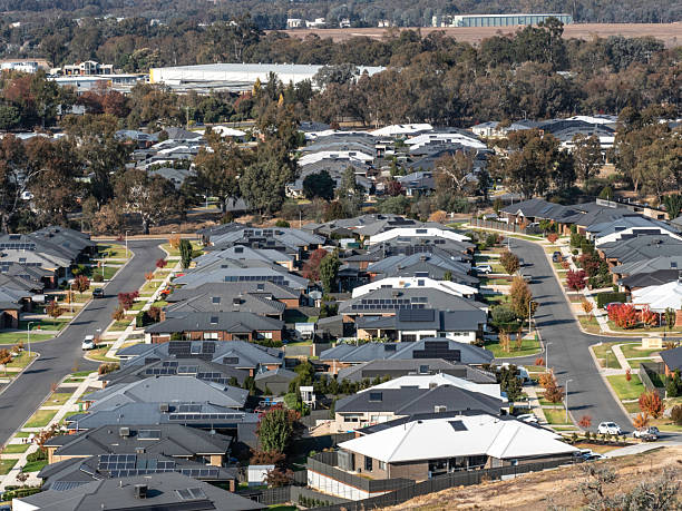 istock Suburban houses close together 2216554424