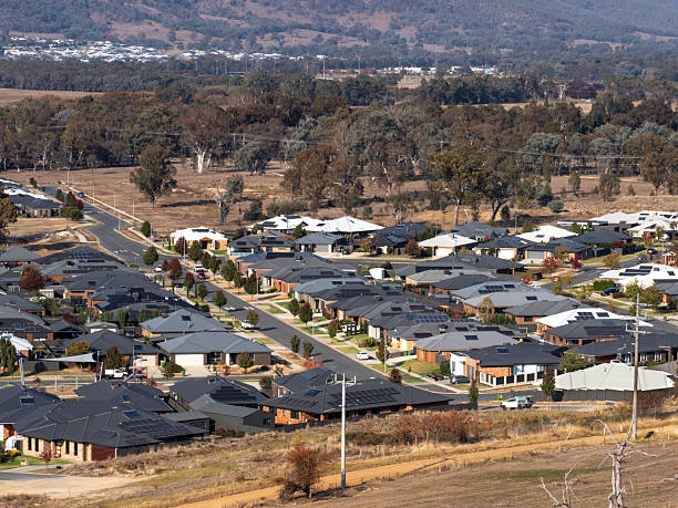 istock Suburban houses close together 2216554434