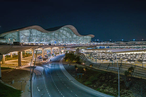 istock Awesome  Abu-Dhabi airport  in night 2216558952