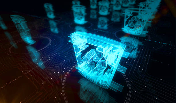 istock Trash and delete bin symbol digital concept 3d illustration 2216561583