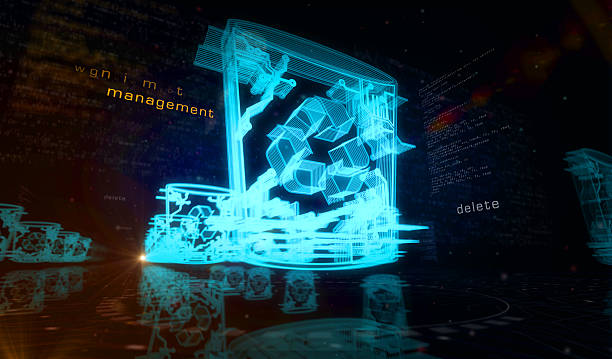istock Trash and delete bin symbol digital concept 3d illustration 2216561626