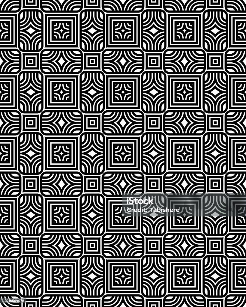Complex Design Featuring Alternating Geometric Shapes In Black And ...