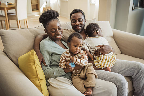 istock Happy family at home 2216567553