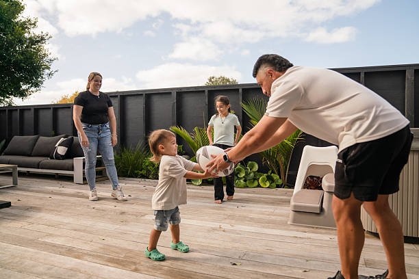 Backyard Rugby challenge, tackling together.