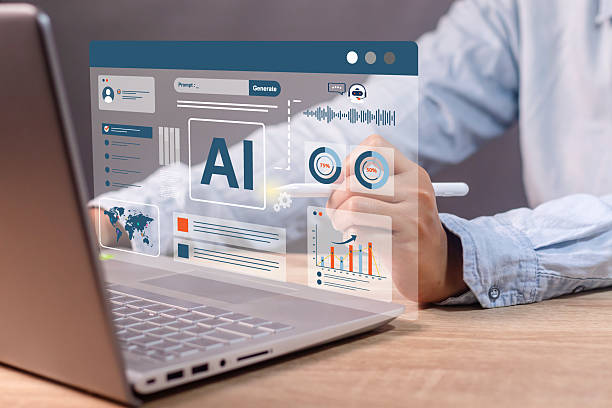 istock A woman using AI technology for image generator, video generator or text generator on laptop 2216591906