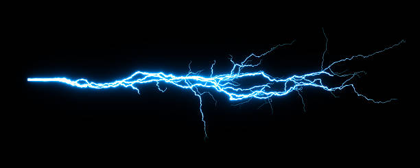 istock Cutout electric lighting spark on black backgrounds 3d rendering 2216595403