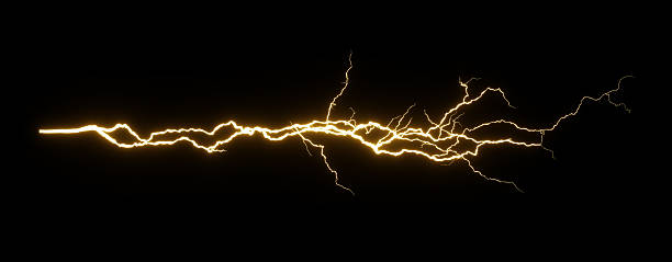 istock Isolated electric lighting spark glow on black backgrounds 3d rendering 2216595405
