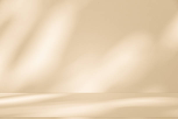 istock Studio style background wall decoration presentation uses white and beige tones. with shadows cast from a nearby window, concept creating a decorative 2216598399