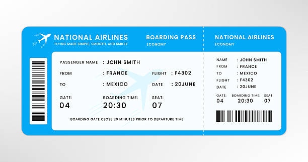 istock Modern airline boarding pass ticket, displaying travel details information. Boarding pass vector illustration. 2216602556