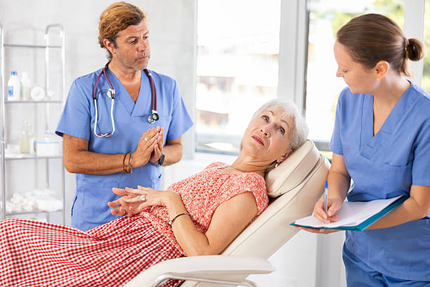 istock Sick female patient visiting doctor. 2216605962