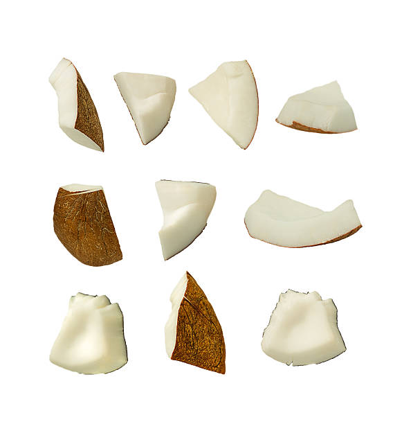 istock Falling pieces of coconuts isolated on a white background 2216606693
