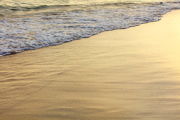 Waves from the Pacific Ocean break and run ashore at Bondi Beach. The light of the rising sun creates shadows and textures. This image was taken on a cold and sunny morning before sunrise on 8 August 2024.