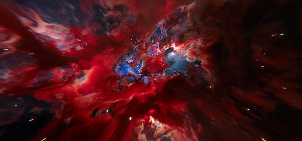istock Epic Red and Blue Cosmic Nebula Background in Deep Space 2216607936