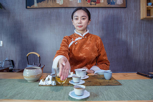 Tea ceremony master serves Chinese tea