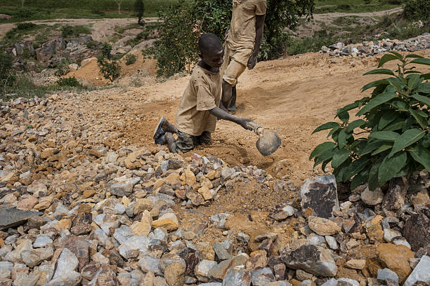 Children at work in artisanal-illegal mines in Uganda.