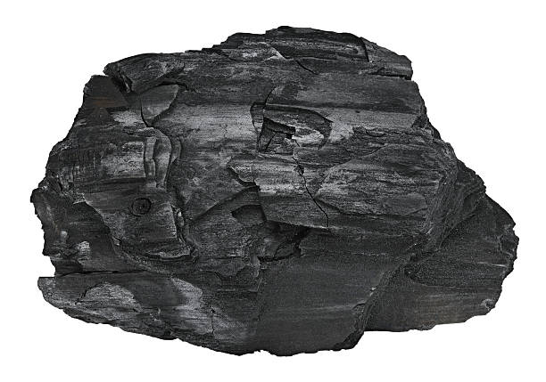istock Single natural wood charcoal isolated on a white background. Completely in focus. Full depth of field. 2216618396