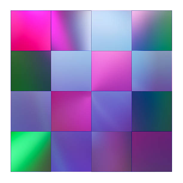 This top view showcases a vivid neon lighted disco floor featuring a dynamic pattern of colors, ideal for energetic dance events and festive gatherings theme. Isolated on white background