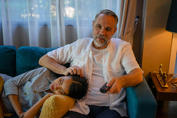 istock Couple are resting in living room. 2216621403