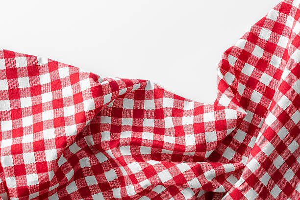 istock Red and White Checkered Tablecloth Background for Food Photography 2216626801