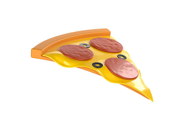 Slice of 3D Pepperoni Pizza On White