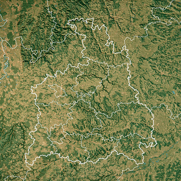 istock Stuttgart Baden-Wurttemberg Satellite Topographic Map 3D Render Color Border 2216629687