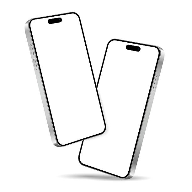 istock Two smartphones are floating in mid-air on a white background. 2216639216