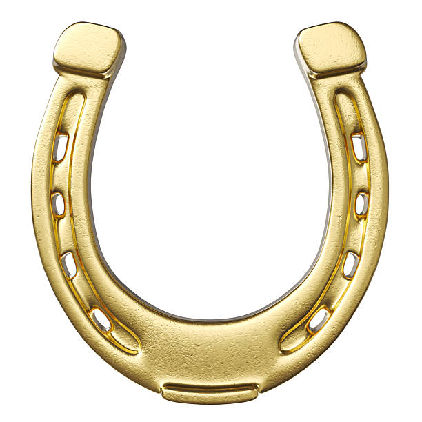 istock Golden horseshoe symbolizing luck and fortune on white background 2216641850