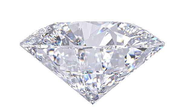 istock Sparkling round cut diamond showing refraction on white background 2216641985