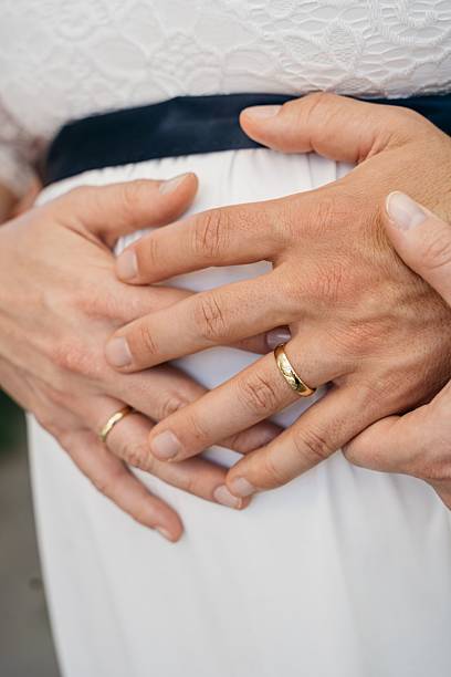 istock Close-up of couple's hands with wedding rings. 2216645999