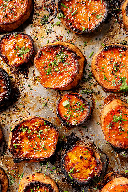 Butter roasted sweet potato slices.