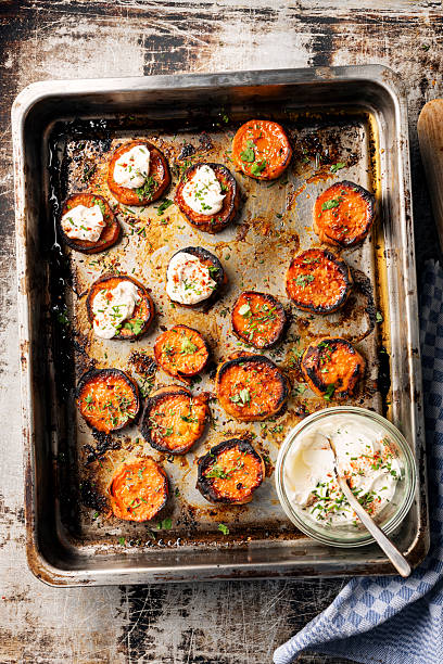istock Butter roasted sweet potato slices. 2216646413