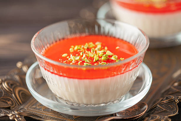 istock Malabi (muhallebi) milk rice pudding with pistachios. Arabic dessert 2216658972