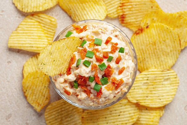istock Homemade French Onion Dip with Chips. Top view 2216660655