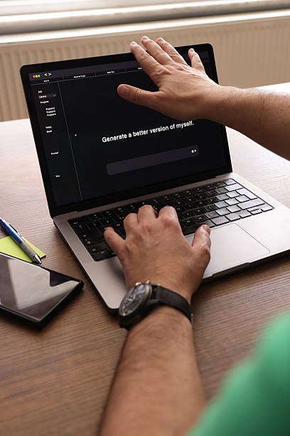 istock Man Requests AI to 