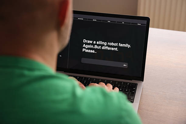istock Human Typing AI Prompt on Laptop Screen with Typo 2216665082
