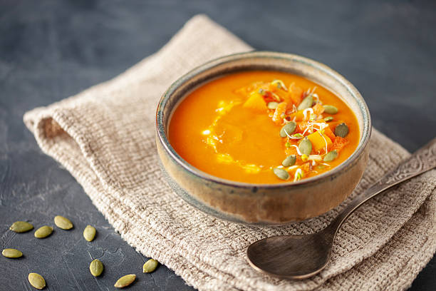 istock Vegetables  pumpkin soup with ingredients. Dishes, food. 2216666190
