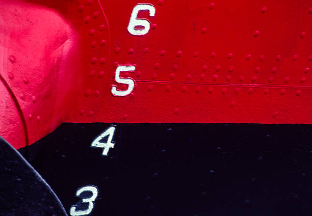 The Plimsoll line on a boat.