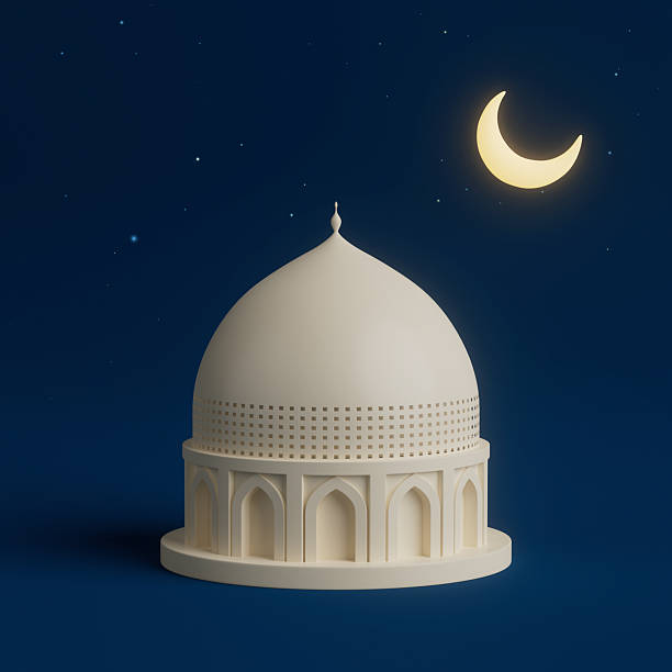 istock Spirituality And Peace Concept. White Mosque With Crescent Moon Under Starry Night Sky. 3d Rendering 2216670945
