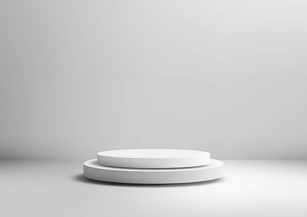 istock minimalist white round podium 3d two tiered display stand mockup for product showcase modern clean design 2216671805