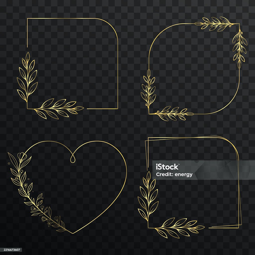 Fine Gold Line Rectangular Frame Golden Rectangular Frame Highlights Elegant Layout Elements Dark ...