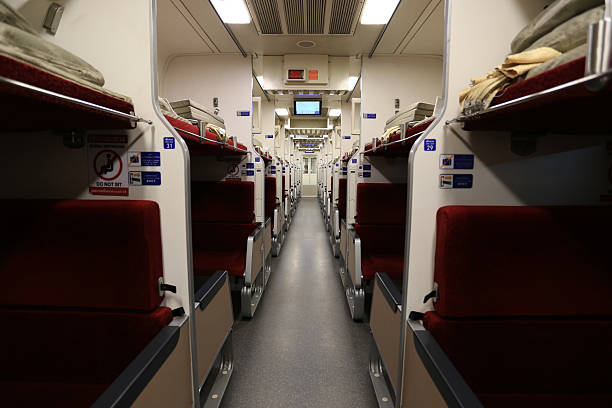 istock Selective focus of Thai new express train with air conditioned for overnight travel, sleeper train from nong khai to bangkok 2216674439