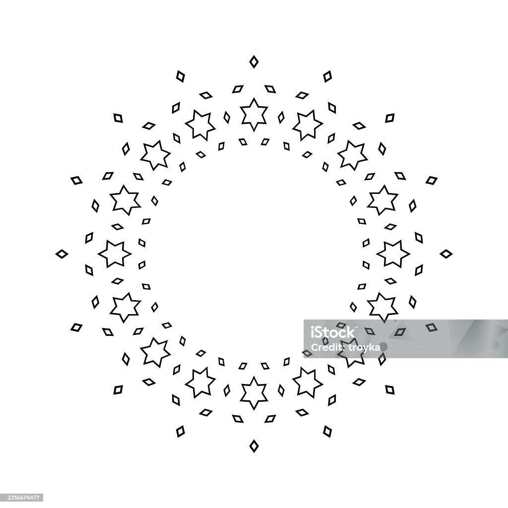 Stars Rounded Pattern Radial Circle Stars Pattern For Decorative Round Frame Stock ...
