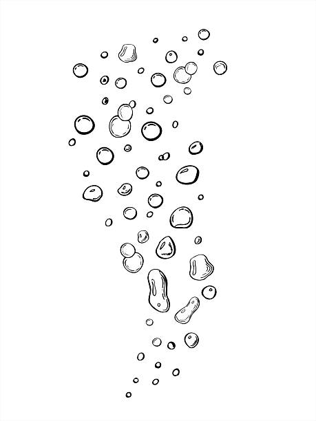istock Vector monochrome rising bubbles in varying shapes illustration painted by black inks. Aqua fizzing drops for themes like beverages, cleaning products, science, abstract design, wellness blog 2216675031