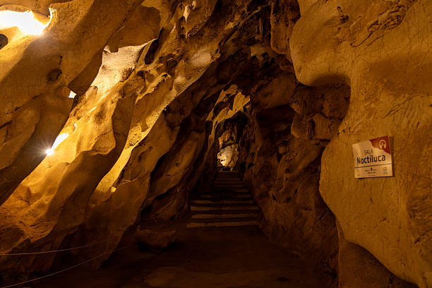 istock Cave interior featuring natural rock formations and illuminated pathways, showcasing the unique textures and shapes of the geological environment in a tranquil underground setting 2216678591