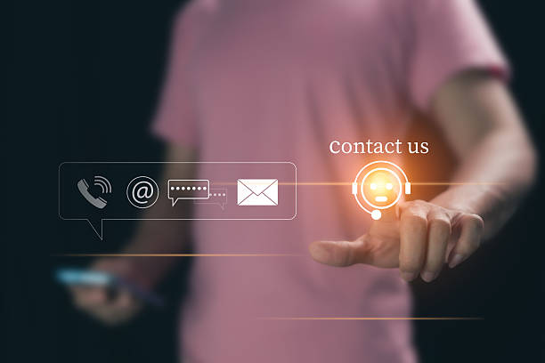 istock Contact us with various modern communication channels that customers or the general public are interested in, all over the world via the Internet, easily accessible by just touching your mobile phone. 2216678867
