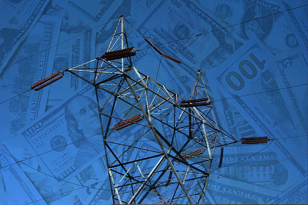 istock High-voltage power transmission line and Increasing energy costs 2216679143