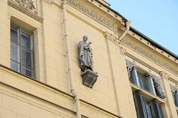 A stunning wallmounted statue beautifully enhances the character found in elegant architectural designs