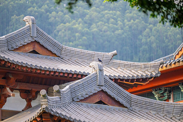 istock Ancient Architecture Roof with Green Mountain Background 2216684174