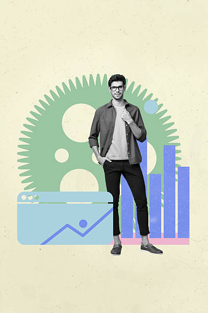 istock Collage of person with web interface and sync icon representing freelance work online profile resume business analytics 2216686321